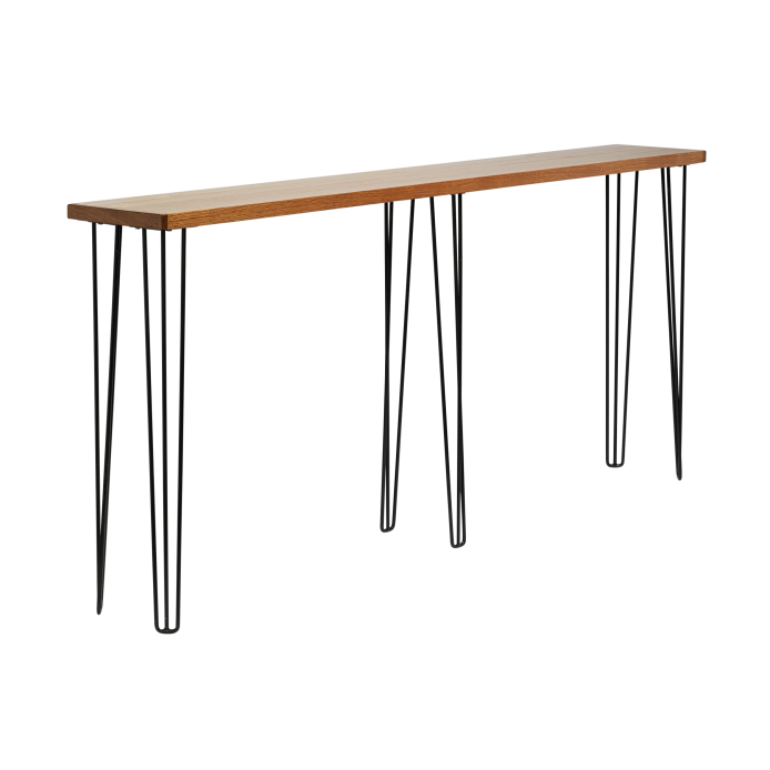 hairpin-bench-ledge-teak-2.4×0.36-bar-legs-black