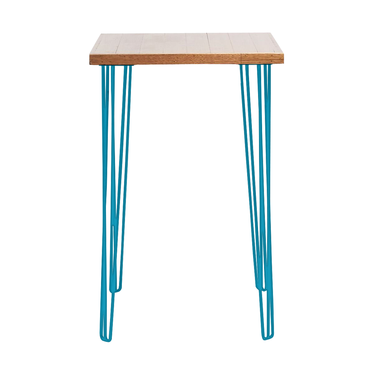 hairpin-bar-table-70×70-teak-peacock blue-legs