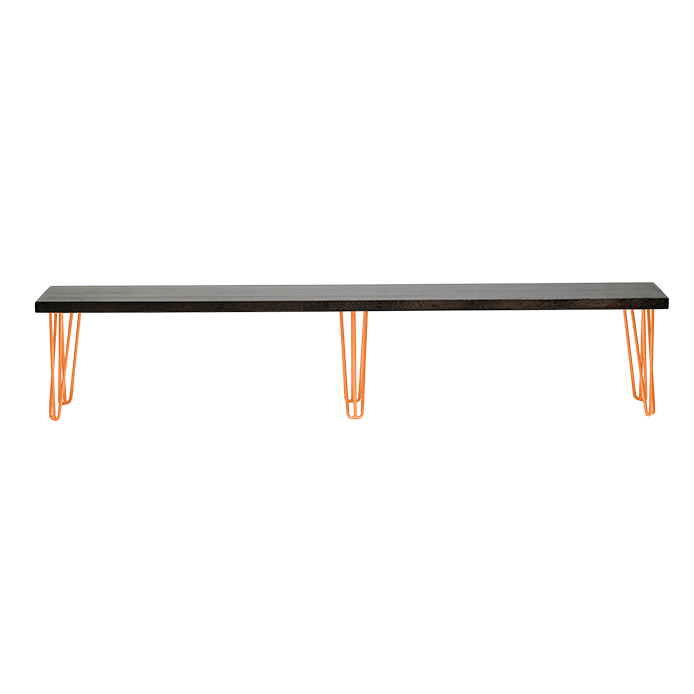 hairpin-bench-seat-blackwash-2.4×0.36-coffee-legs-orange