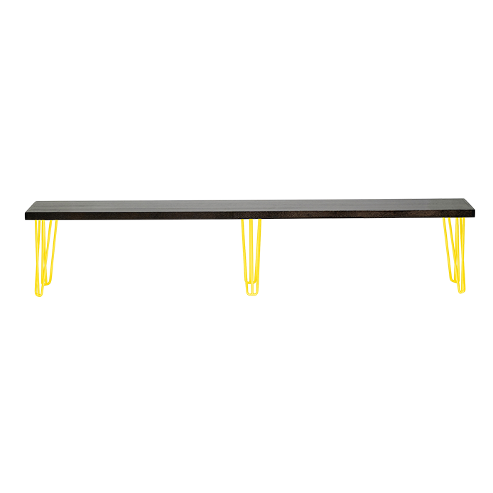 hairpin-bench-seat-blackwash-2.4×0.36-coffee-legs-yellow