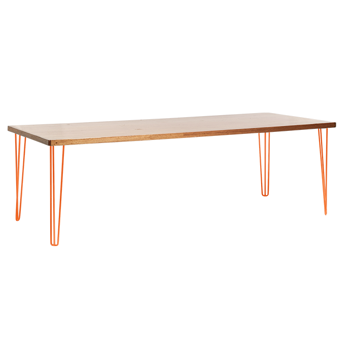 hairpin-dining-table-240×105-teak-straight-white-legs